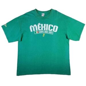 Vintage Mexico Soccer Gold Cup Shirt XXL Green 2011 Distressed Futbol Sportswear